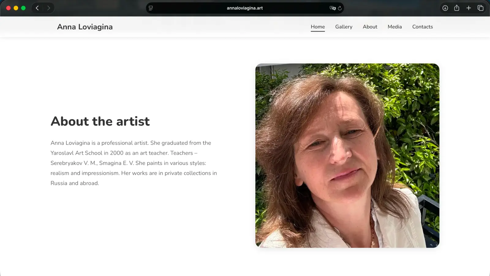 Anna Loviagina Home page screenshot 2